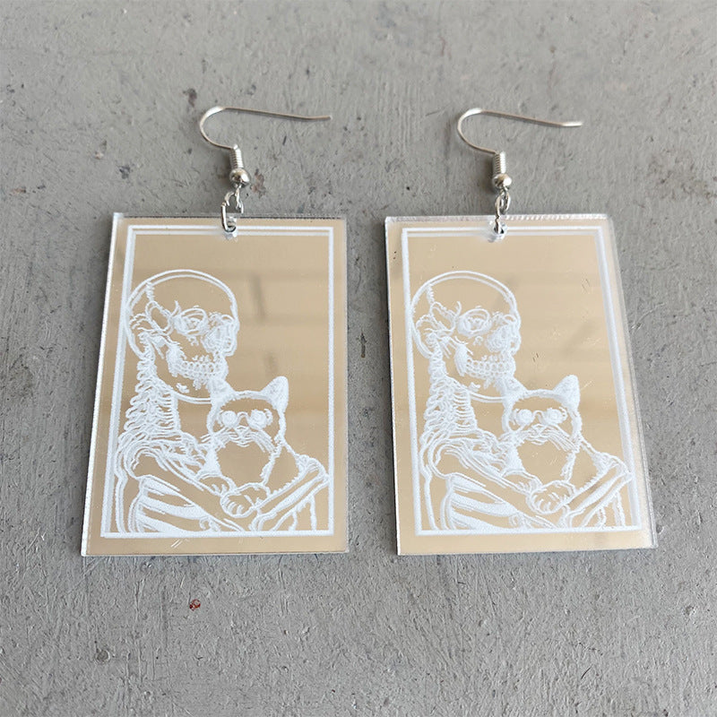 Wholesale 2pairs/pack Acrylic Skull Cat Earrings