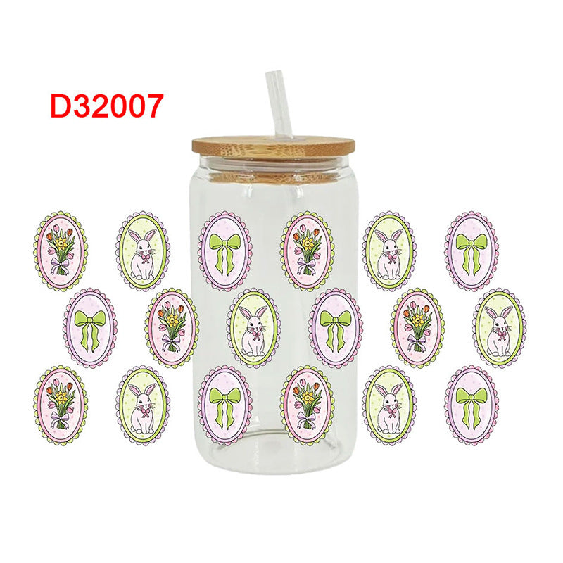 Wholesale Uv Transfer Sticker Glass Cup Crystal 16oz Cup UV DTF Wraps