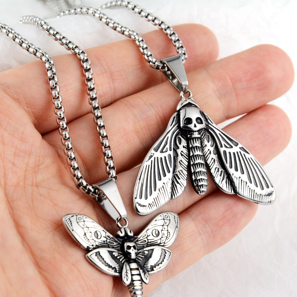 Wholesale Hip Hop Titanium Steel Butterfly Pendant Necklace