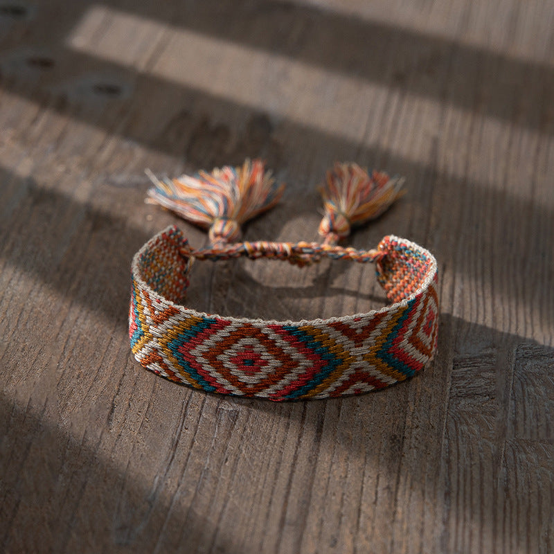 Wholesale Ethnic Style Retro Contrast Color Fabric Bracelet