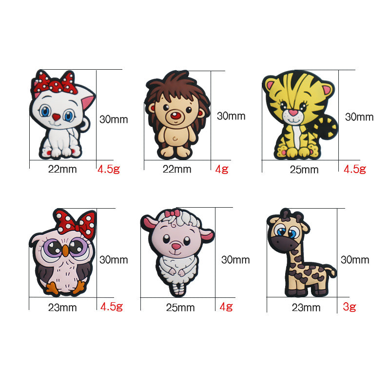 Wholesale 10pcs Epoxy Cartoon Animal Silicone Food Grade Baby Teething Accessories DIY Beaded Pen Beads