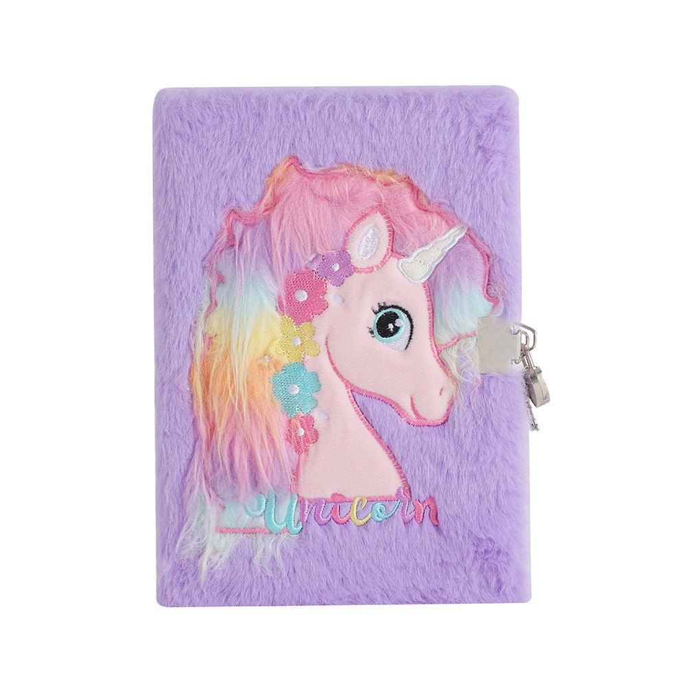 Wholesale Cartoon Unicorn Plush Notebook with Lock