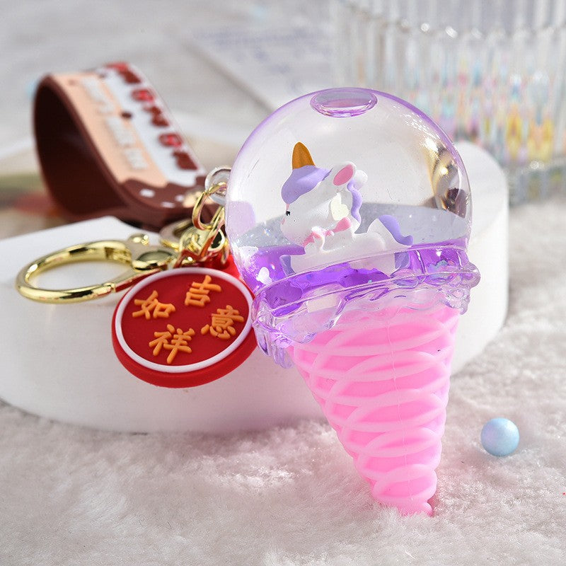 Wholesale Acrylic Ice Cream Crystal Ball Sand Flow Keychain