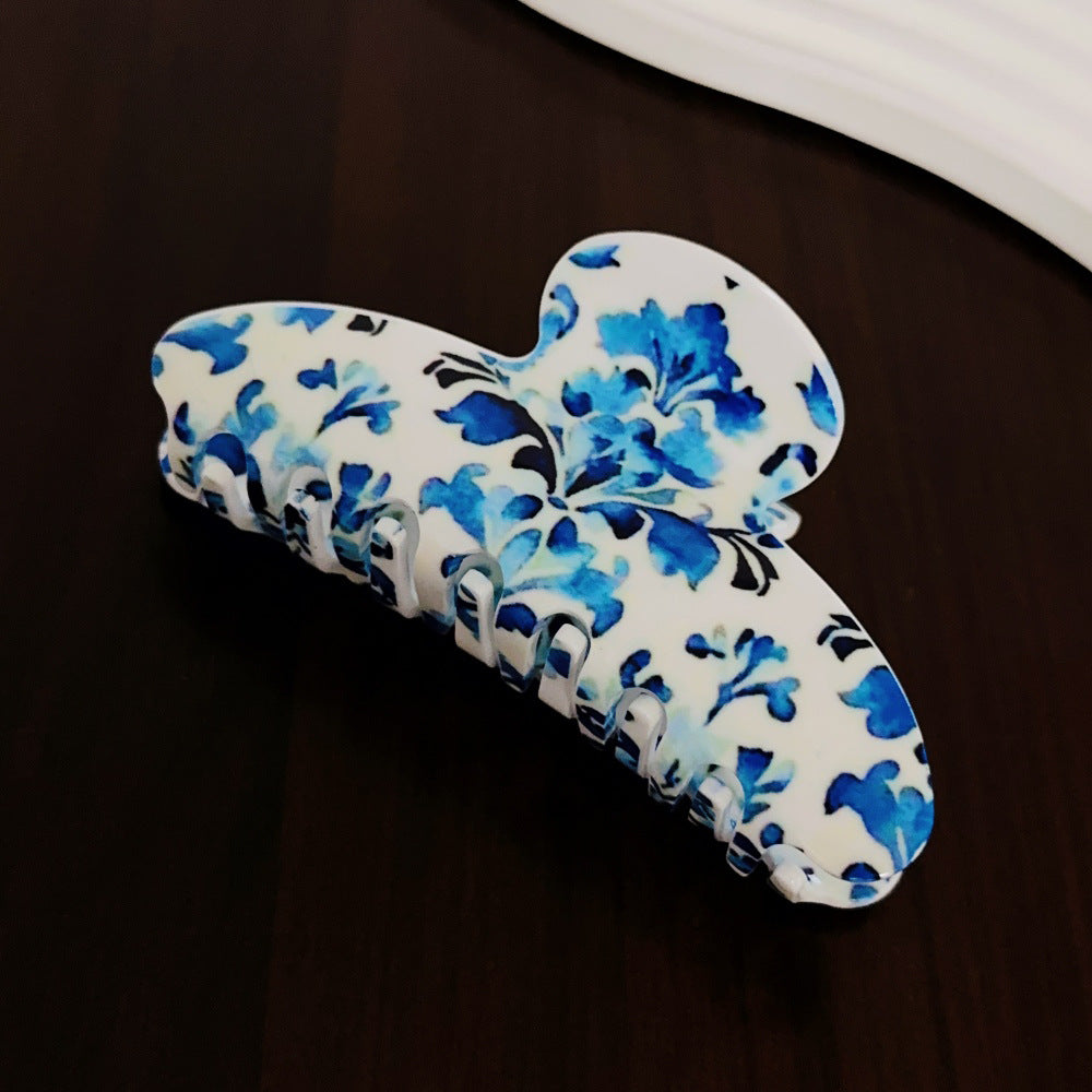 Wholesale Blue and white porcelain pattern hairpin shark clip headdress