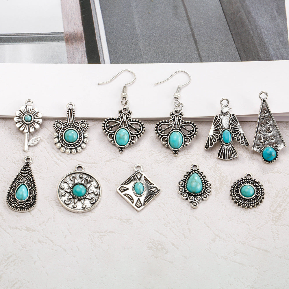 Wholesale Bohemian ethnic style turquoise inlaid necklace bracelet