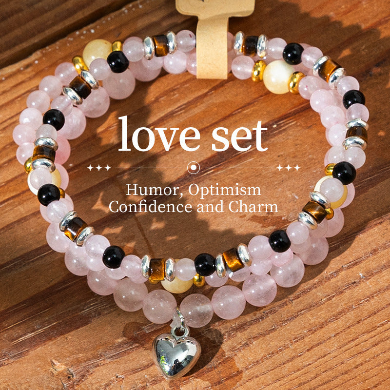 Wholesale Bohemian Love Stone Multi layered Stacked Crystal Bracelet