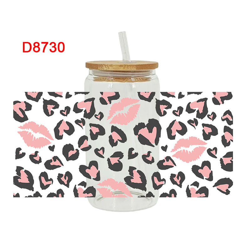 Wholesale Pink Love Flower  16oz Cup UV DTF Wraps