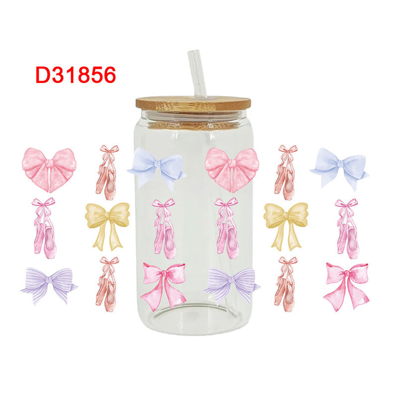 Wholesale colorful bow 16oz Cup UV DTF Wraps