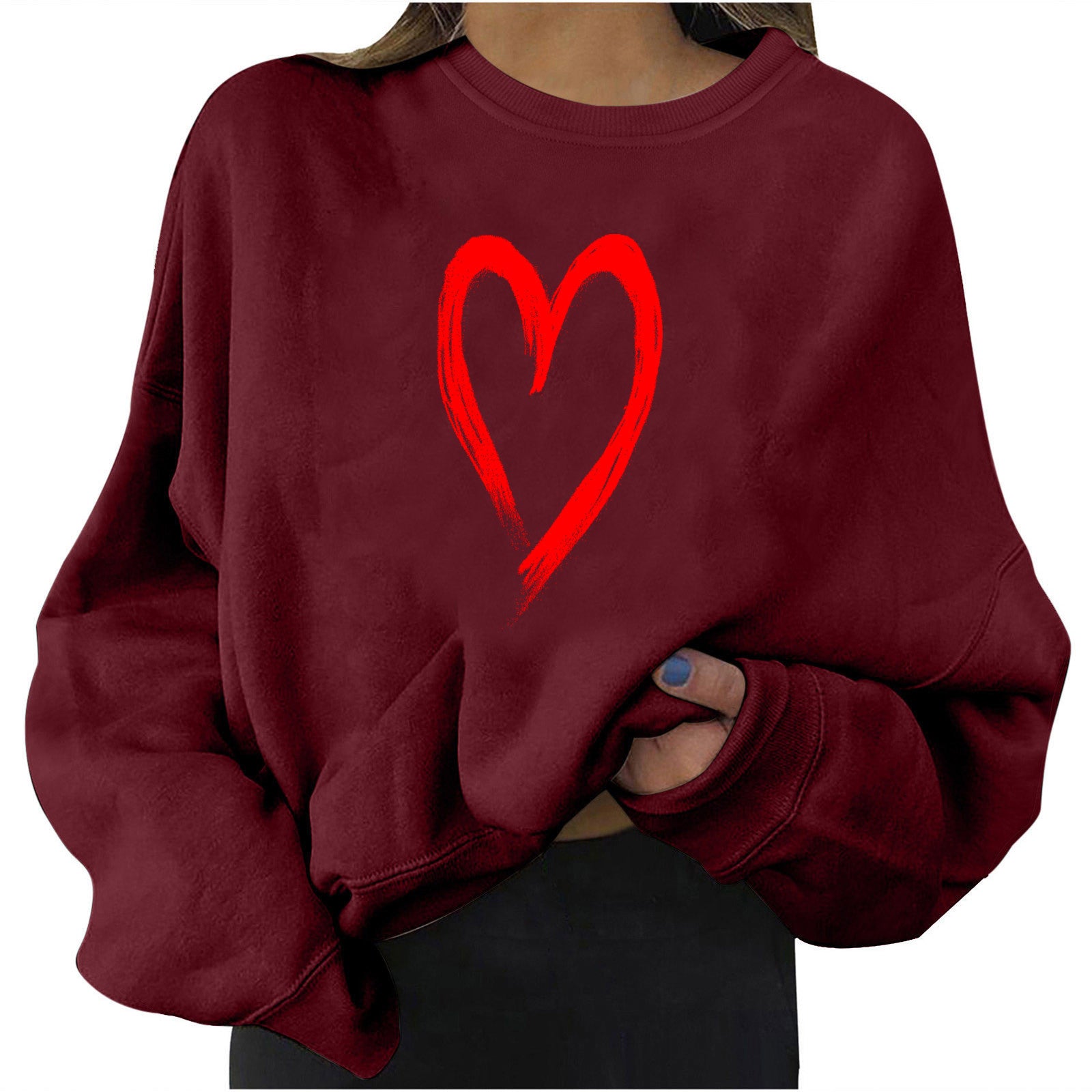 Wholesale Valentine's Day Polyester Love Loose Printed Hoodies