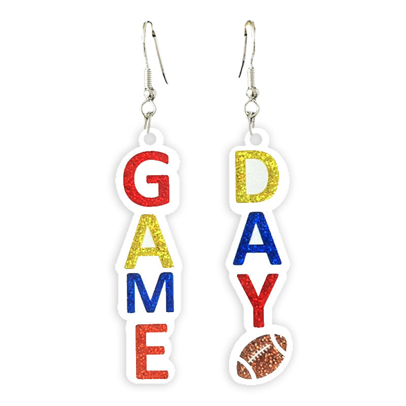 Wholesale Football Glitter Day Atmosphere Colorful Earrings Bow Element Coffee Autumn Earrings
