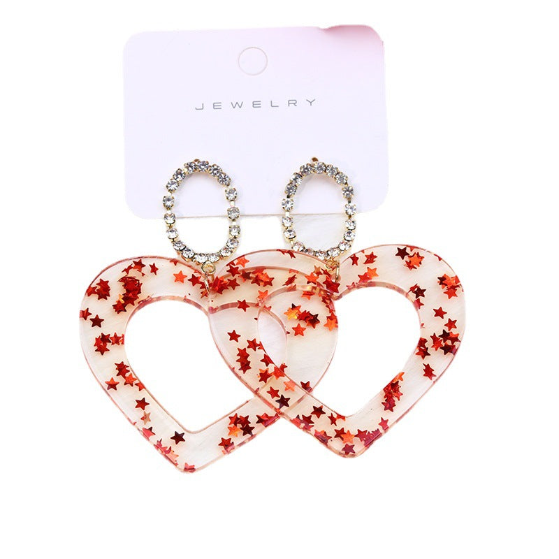Wholesale Mother's Day Acrylic Transparent Peach Heart Earrings