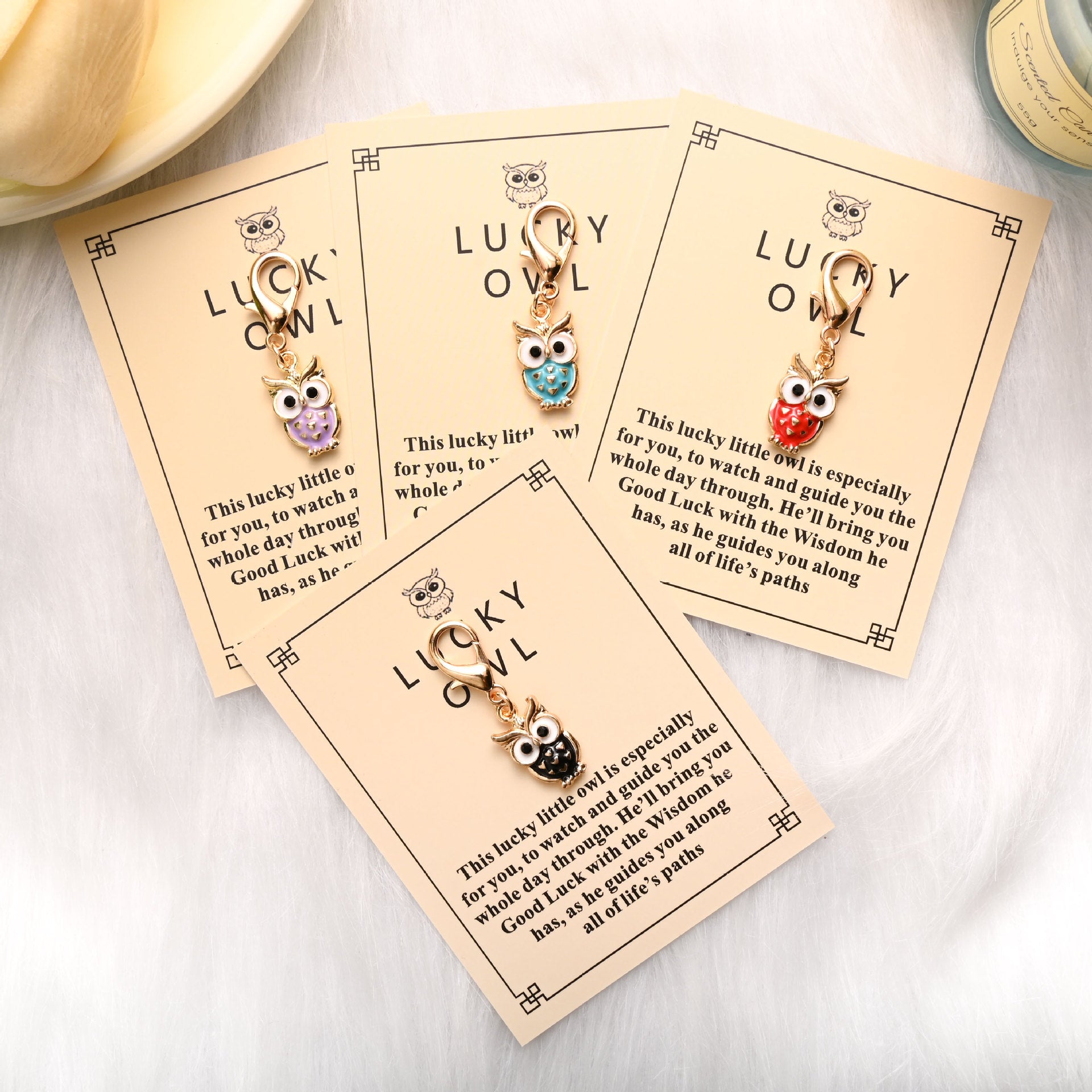 Wholesale  Colorfulful Lucky Owl Zinc Alloy Keychain