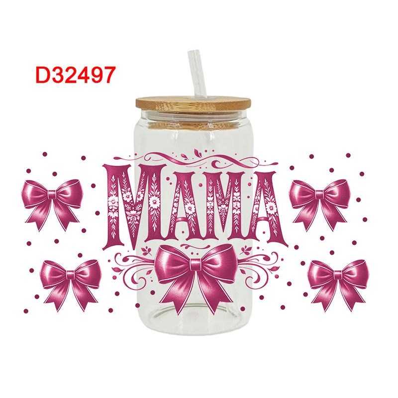 Wholesale Flower Bow Mother's Day  16oz Cup UV DTF Wraps