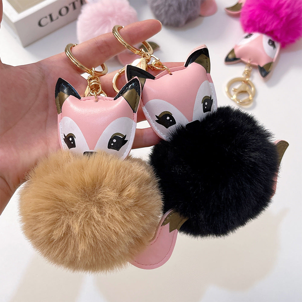 Wholesale Cartoon Cute Fox PU Plush Key Chain