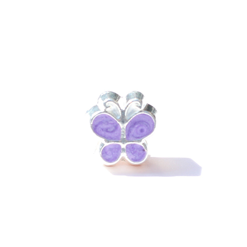 Aceite al por mayor Drip Heart Butterfly Big Hole Beads brillantes de coloridos