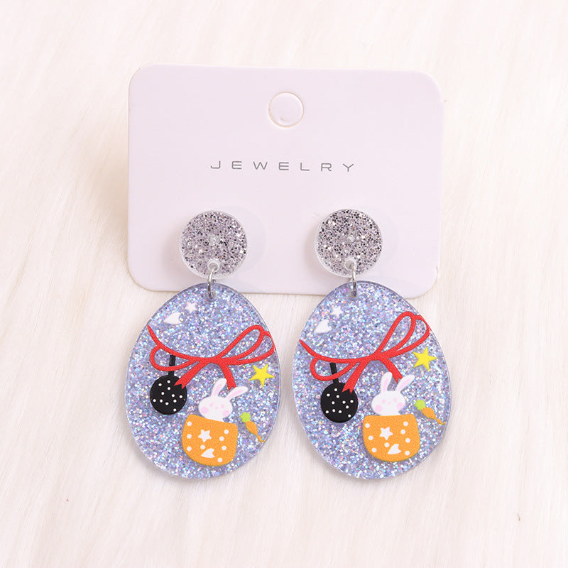 Wholesale Easter Egg Floral Rabbit Acrylic Earrings