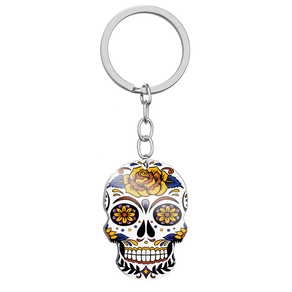 Wholesale Day of the Dead Skull Stainless Steel Keychains