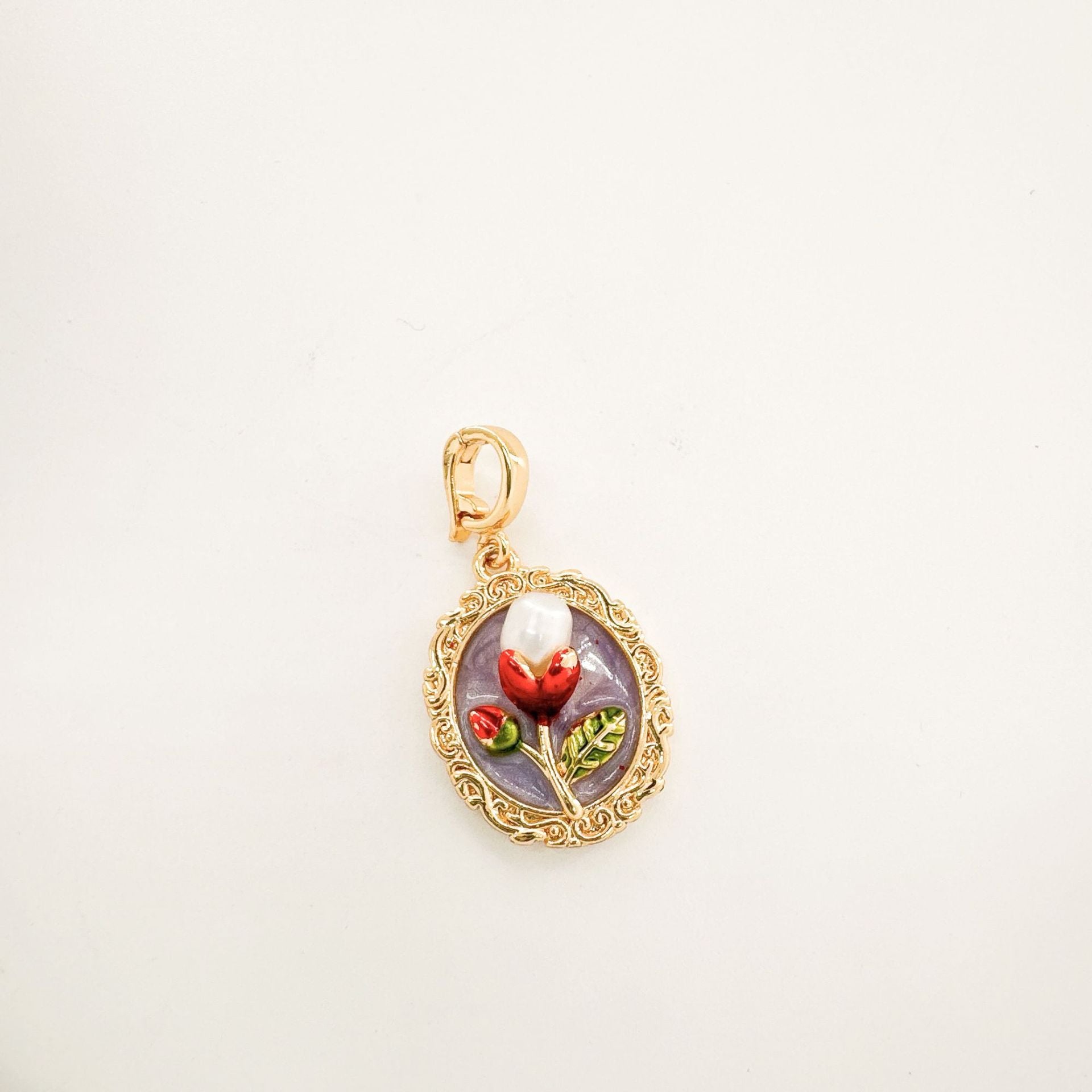 Wholesale 18K Hand painted Oil Painting Series Ancient Technique Enamel Inlaid Natural Pearl Pendant