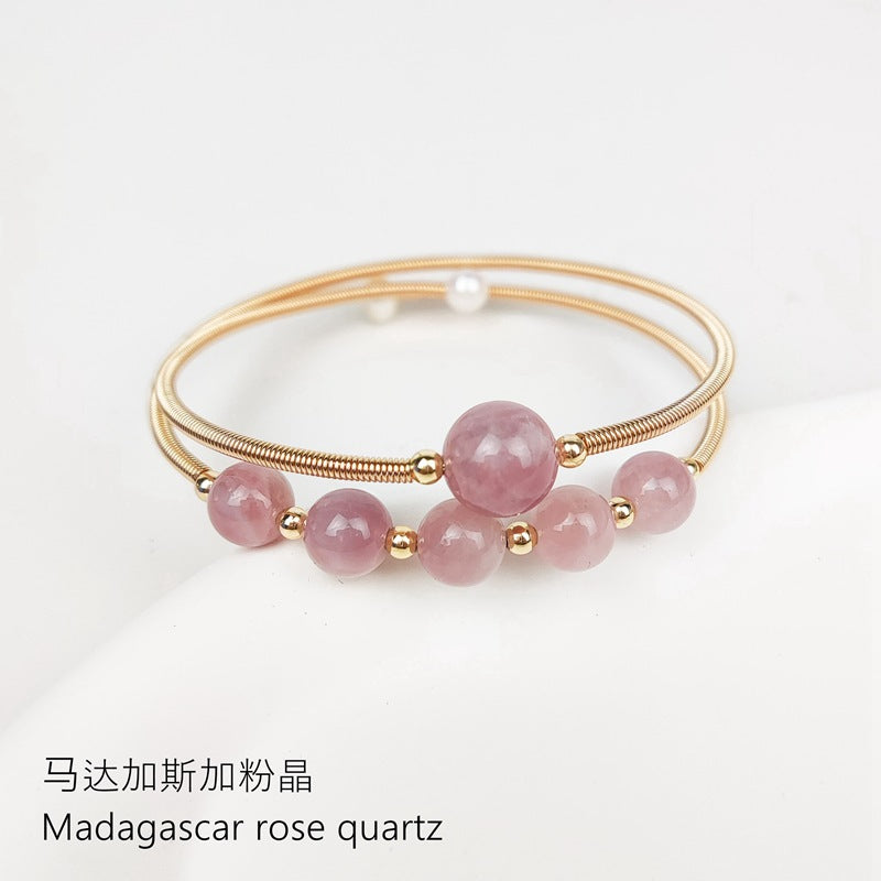 Wholesale Natural Crystal Blue Phosphorus Radiant Natural Stone Irregular Wrapped Silk Handmade Wrapped Wire Bracelet