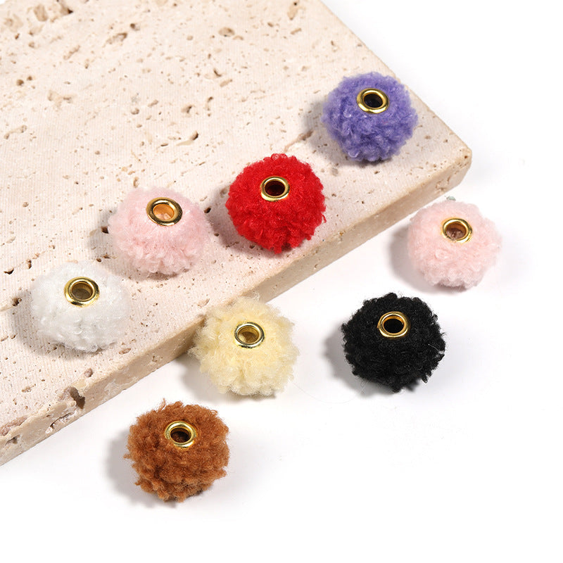 Wholesale Randpm 100 pcs/pack Imitation rabbit fur large-pore leopard print plush pom-pom Fuzzy Beads