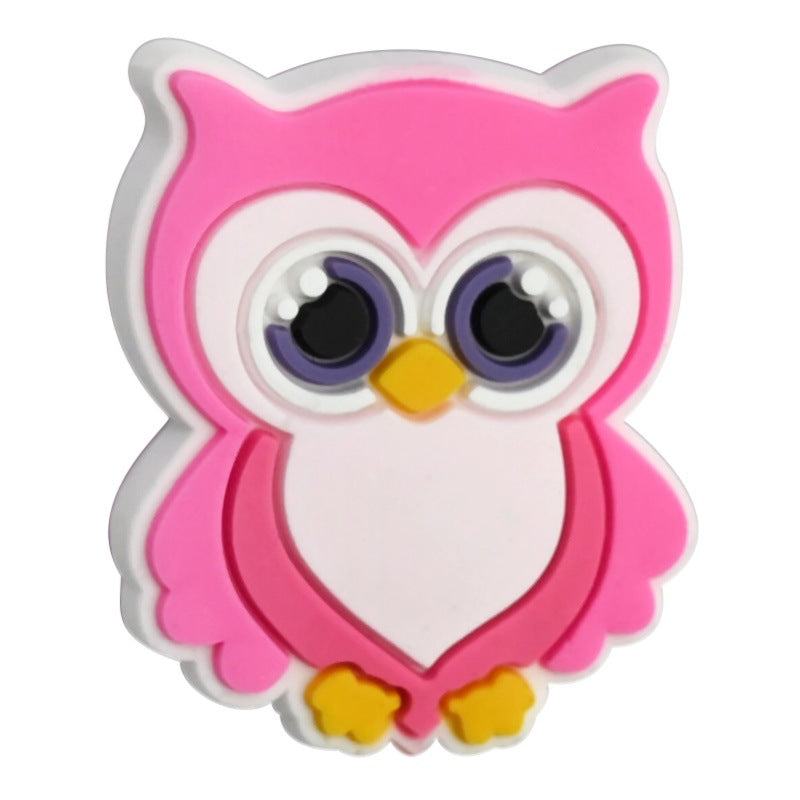 Wholesale Random 100pcs Cute Owl Ballpoint Pen Bead Decoration DIY PVC Soft Rubber Beads