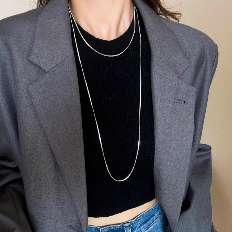 Wholesale Gold-plated square snake bone chain titanium steel necklace