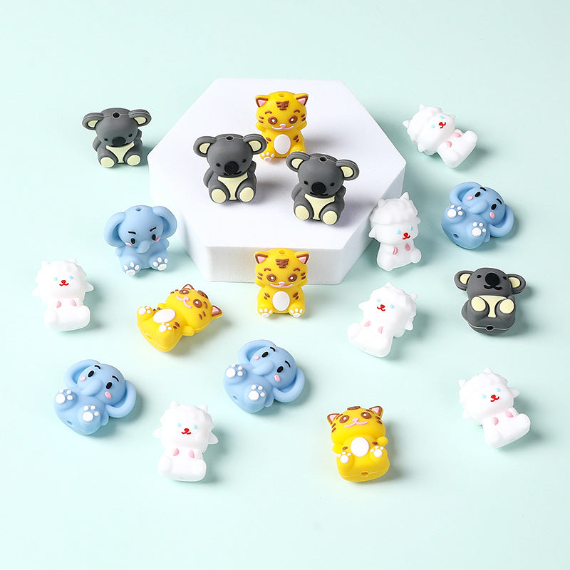 Wholesale  20pcs/pack  Cute Cartoon Animal Silicone 3D Focal Beads