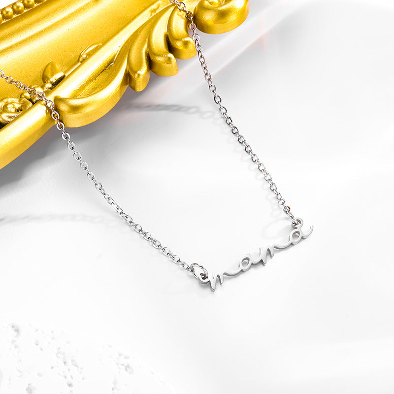 Wholesale European and American niche simple English letter mama clavicle chain necklace