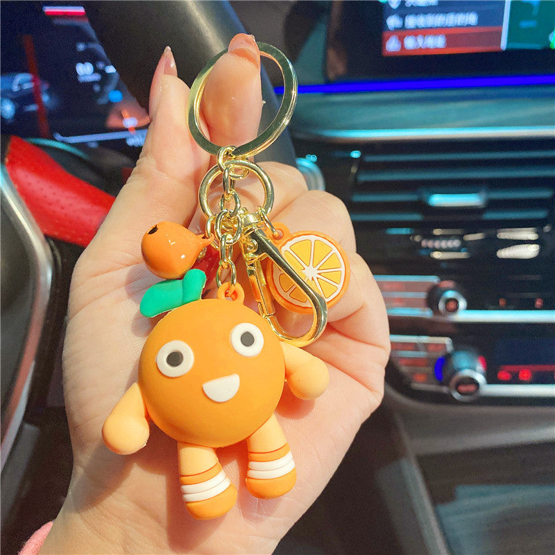 Fruta al por mayor durian mandarina aguacate pvc keychains