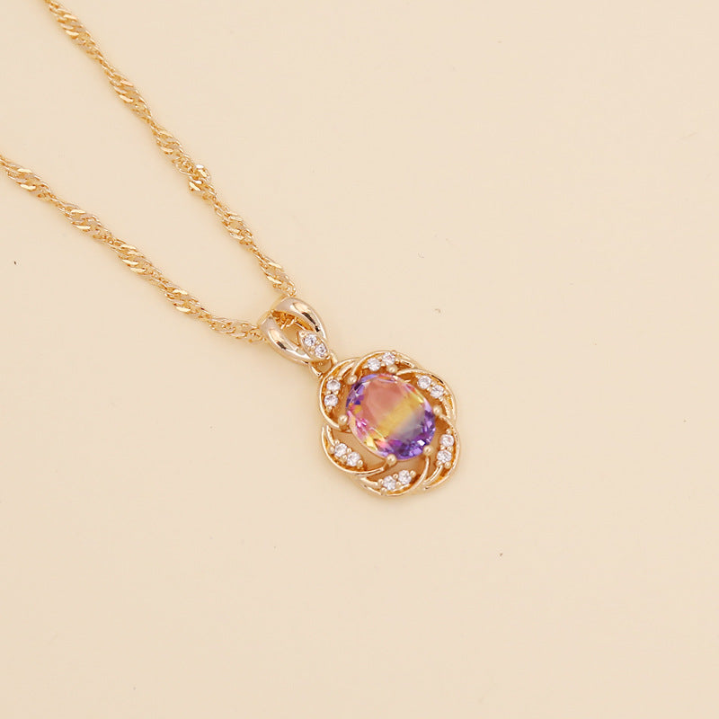 Wholesale Multi-color Diamond Sunflower Necklace