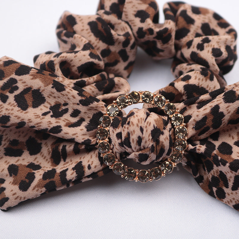 Wholesale Leopard Print Bow Fabric Hair Tie