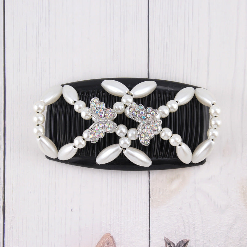 Wholesale Plastic Beaded Double Row Hair Comb