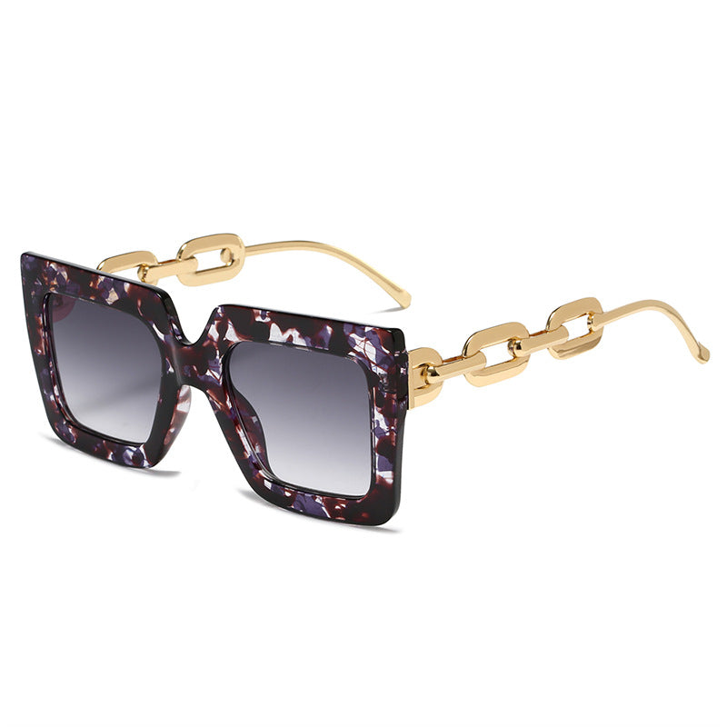 Wholesale Square Large Frame Chain Sunglasses