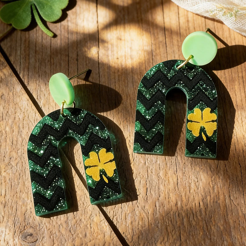 Wholesale St.  Patrick' s Day Shamrock Acrylic Earrings