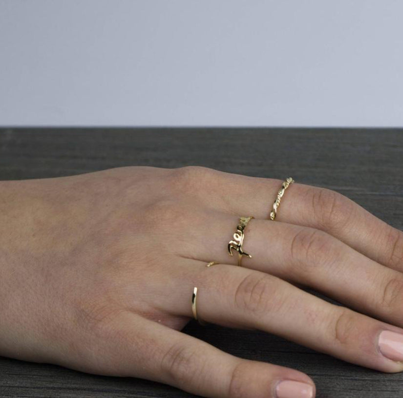 Wholesale 18K Gold Plated Wavy Twisted Rope Twist Stainless Steel Ring