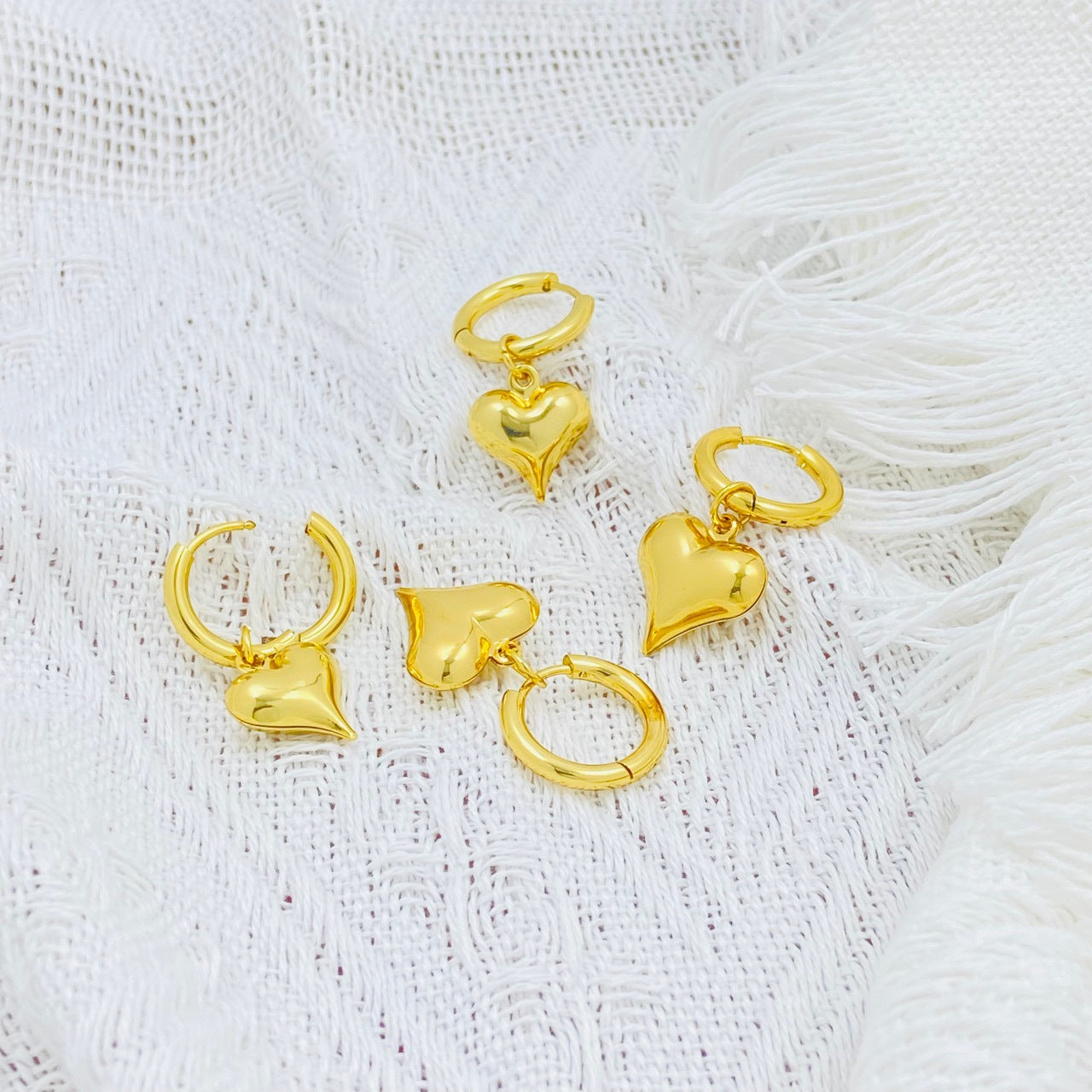 Wholesale Valentine's Day Jewelry Love Ear Buckle Simple Fashion Small Fragrant Style Stainless Steel Heart-shaped Earrings Accessories