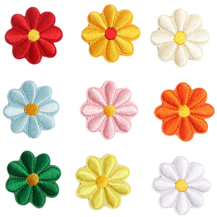 Wholesale Chic Polyester Embroidered Iron On Patches Assorted Butterfly Sunflower Designs For Clothing Craft Supply Resale