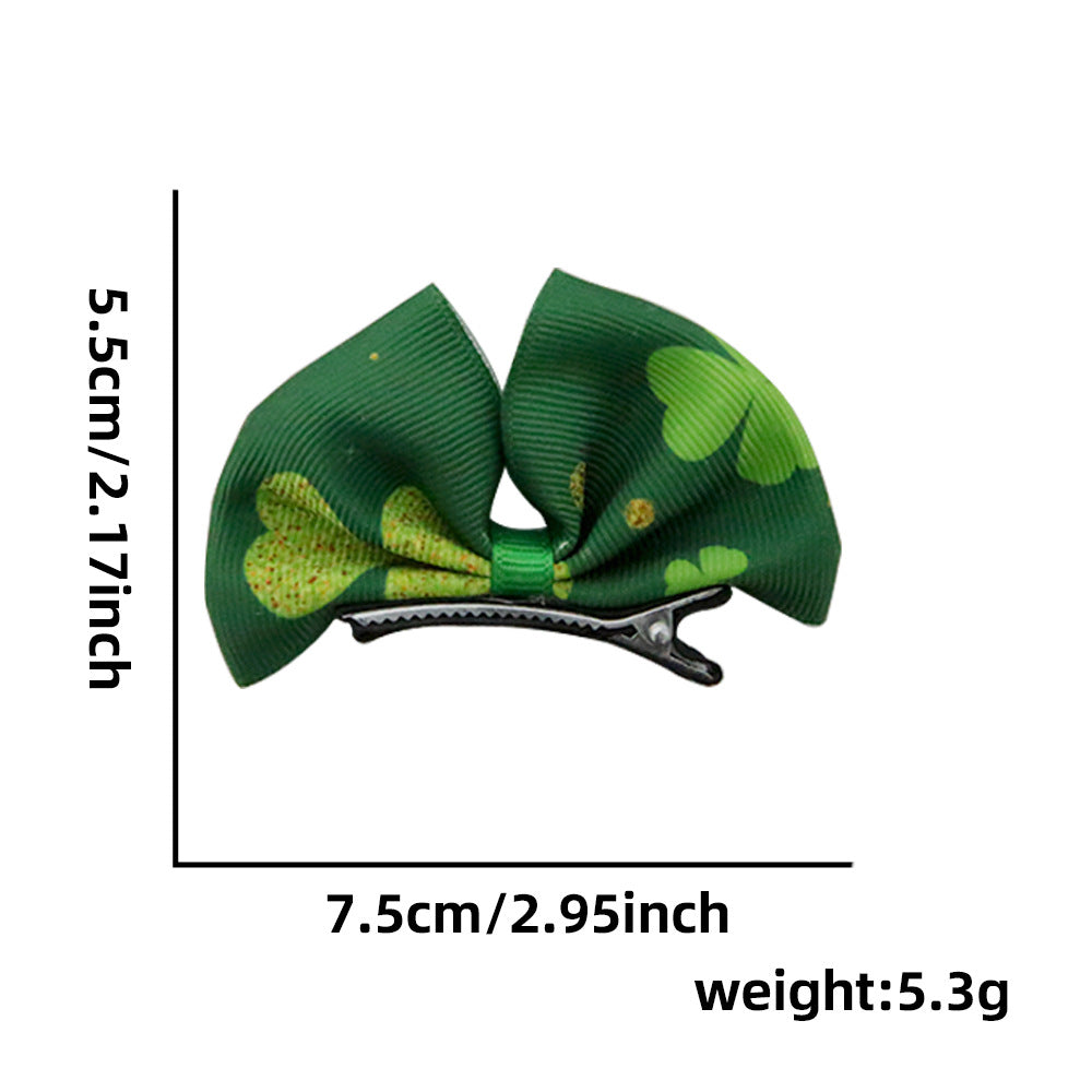 Wholesale St.  Patrick' s Day Clover Hair Clip Green Bow Hair Clips