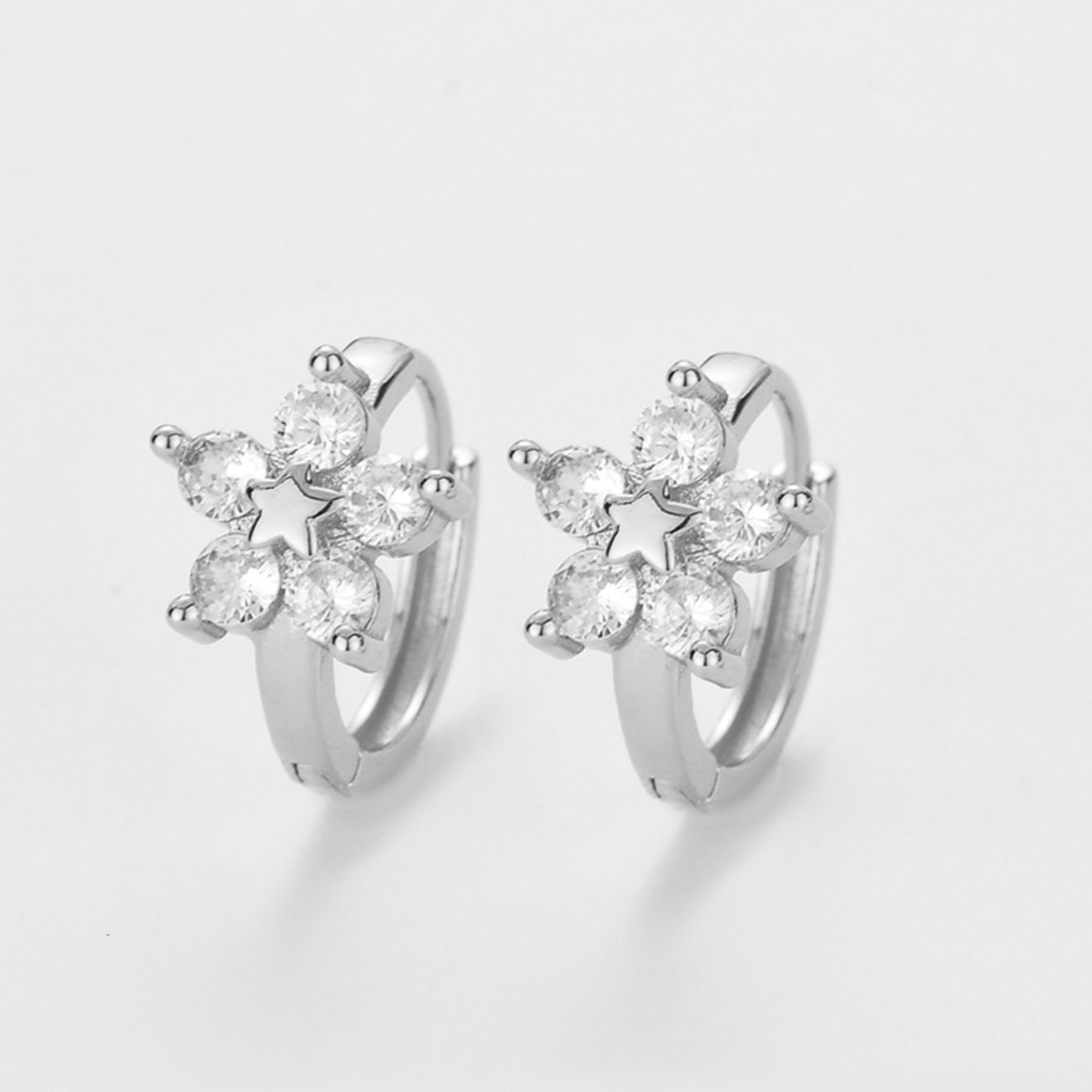 Wholesale Five-Pointed Star Snowflake Earrings,  Simple Flower Design Ear Clips