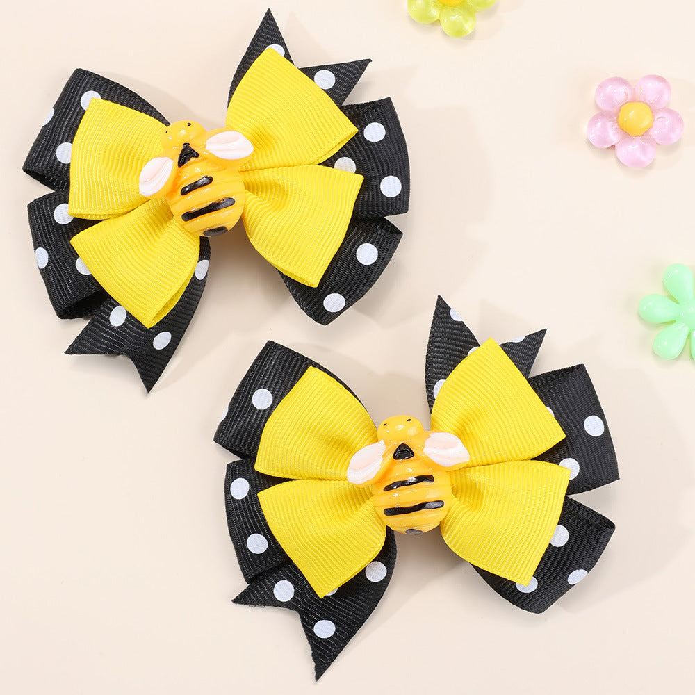 Wholesale 20pcs/pack children' s hair accessories all-match fresh hairpin cute bee ribbon bow hairpin