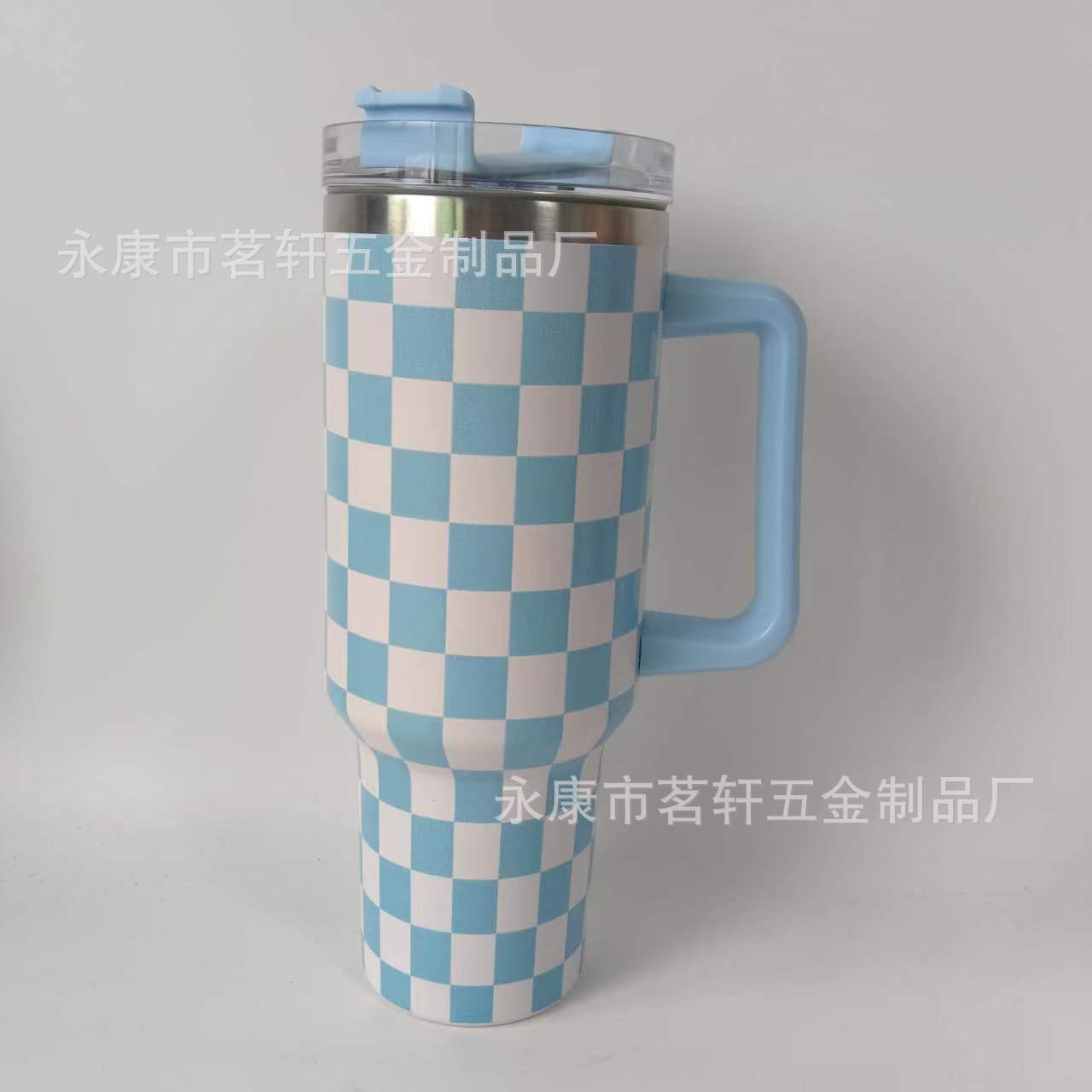 Wholesale Tumbler Stainless Steel Double-layer Insulation 40oz Checkerboard Handle Ice Cup