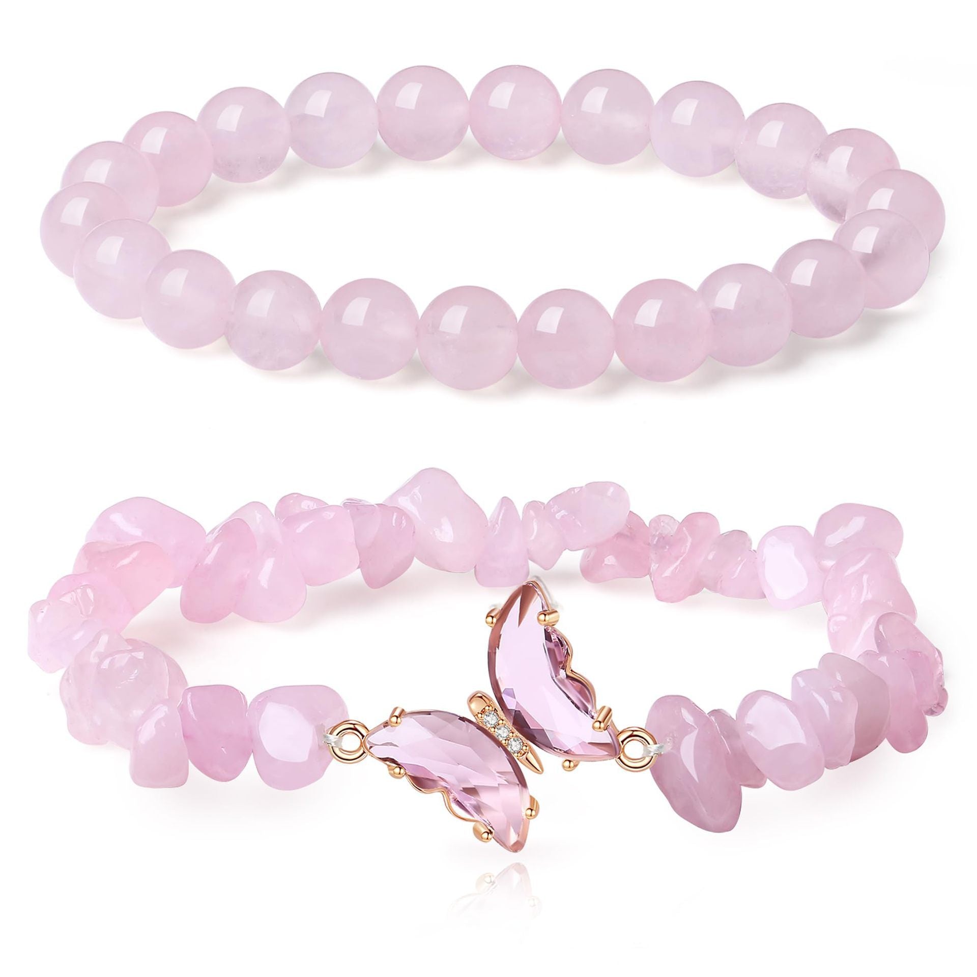 Wholesale Chic Butterfly Design Natural Stone Crystal Beaded Bracelet Set Stylish Jewelry Accessory Gift And Boutique Resale