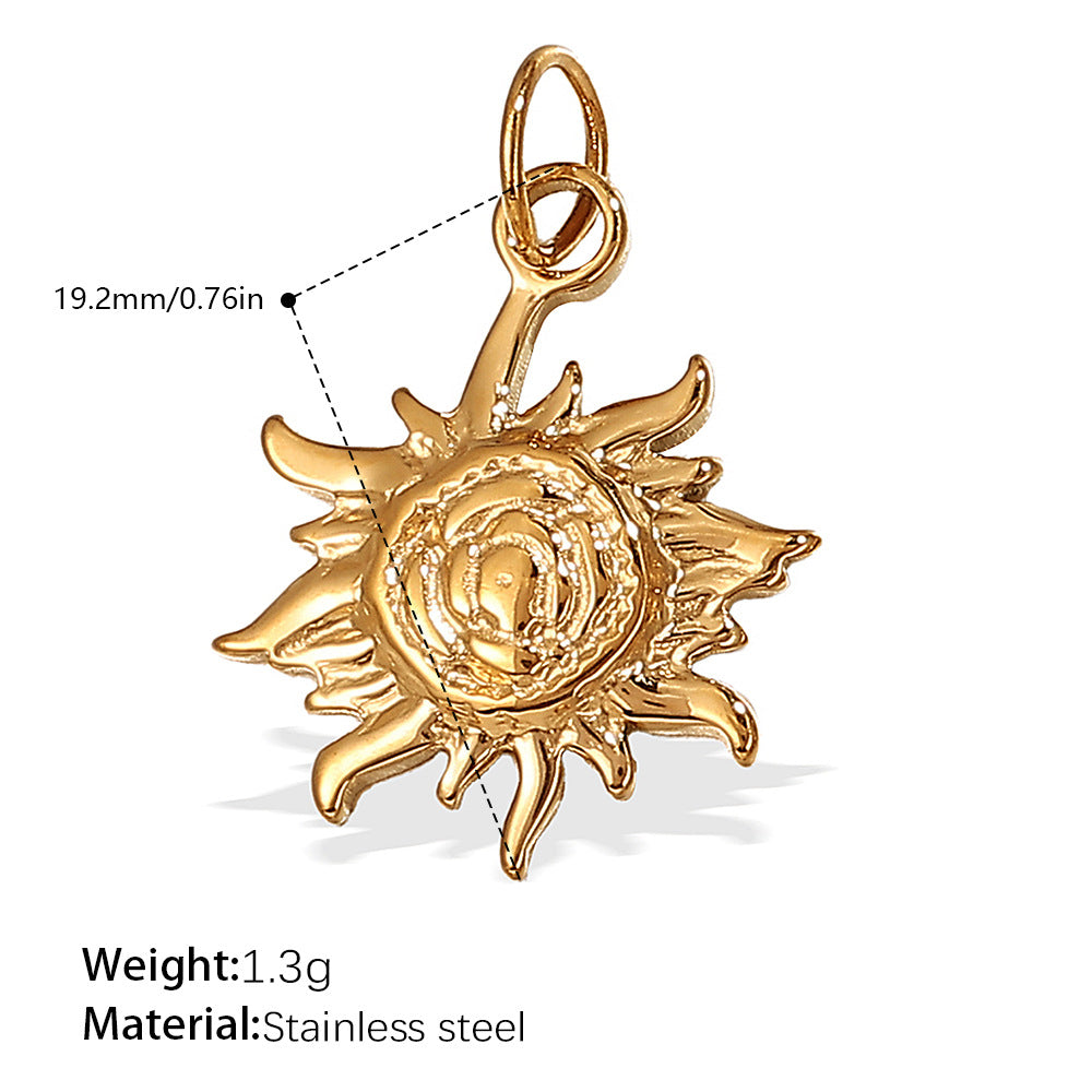 Wholesale Stainless steel 18K gold-plated sun and moon pendant necklace