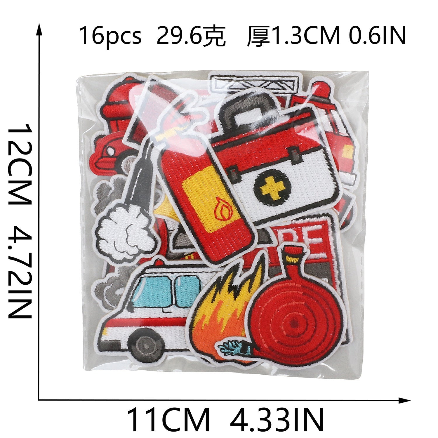 Wholesale Fire Safety Embroidered Patch Cute Fire Truck Firefighter Badge For Clothing Fashion Accessory DIY Craft Supply Boutique Gift