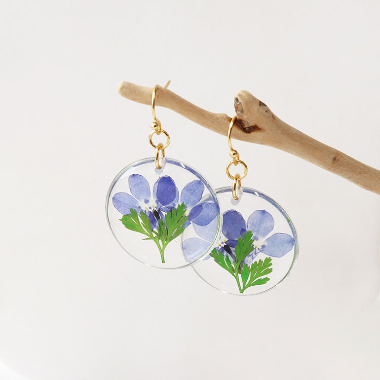 Wholesale 6pcs Everlasting Flower Forget-me-not Round Epoxy Color Earrings