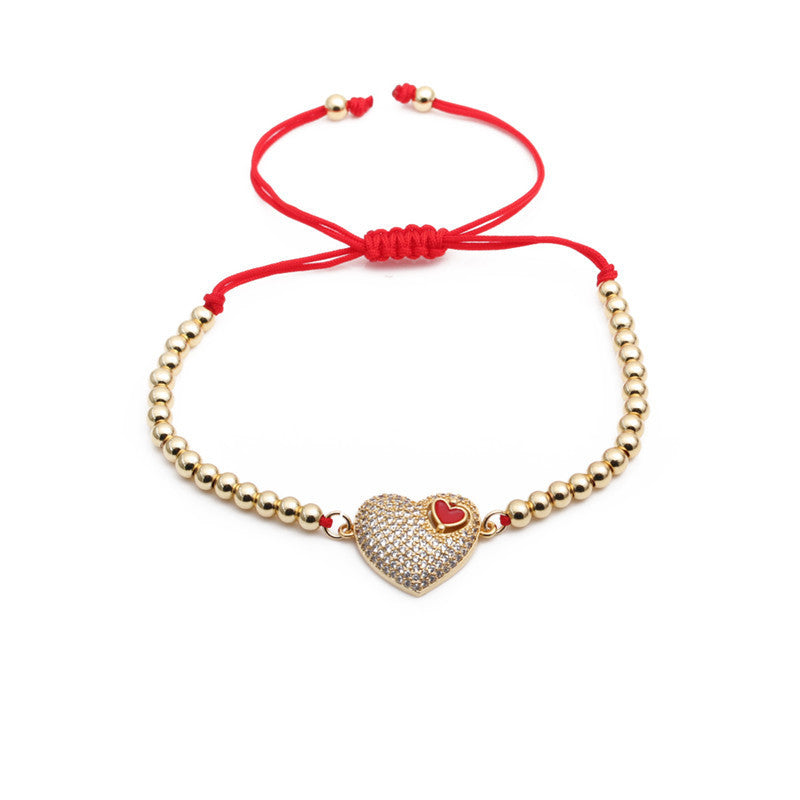 Wholesale Zircon Heart-shaped Copper Bracelet