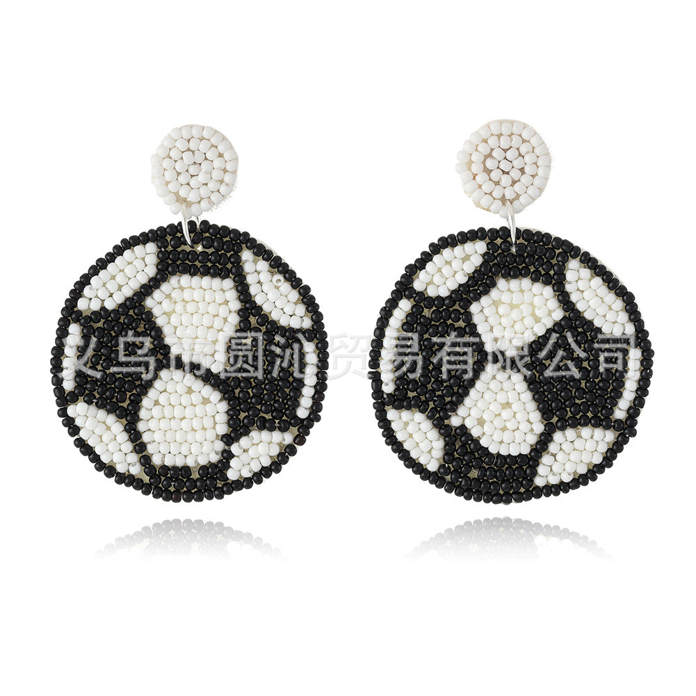 Wholesale Bohemian Ball Fabric Rice Bead Earrings