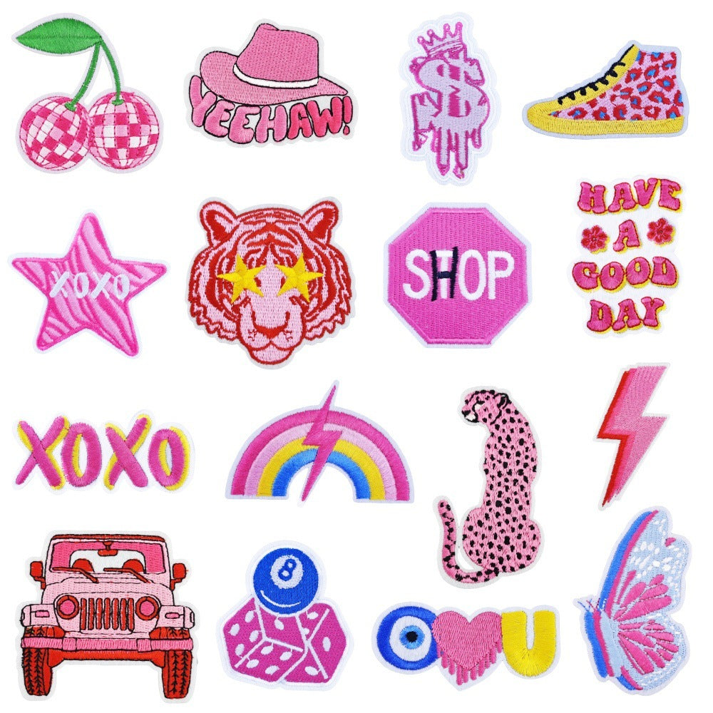 Wholesale Pink Cartoon Embroidery Iron On Patch For Kids Clothing DIY Accessory Gift
