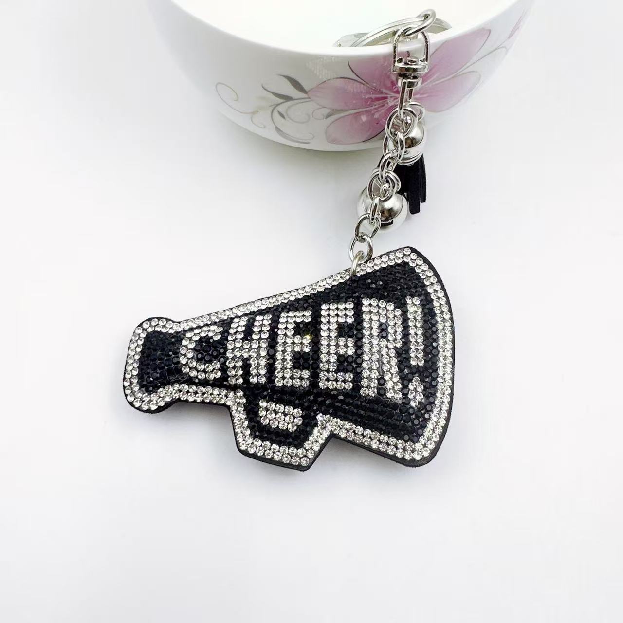 Wholesale  Velvet Hot Diamond Letter Cheer Keychain
