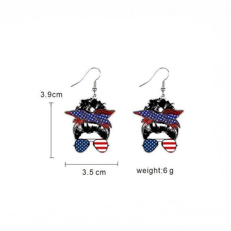 Wholesale Independence Day Butterfly Cow Finger Eagle Pendant Acrylic Earrings